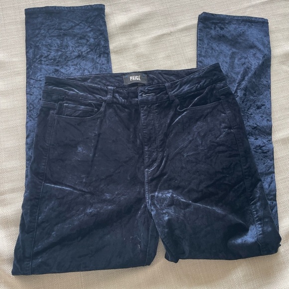 Women's Navy PAIGE Velvet Coated Pants - Sz. 30 - Picture 4 of 6